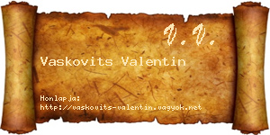 Vaskovits Valentin névjegykártya